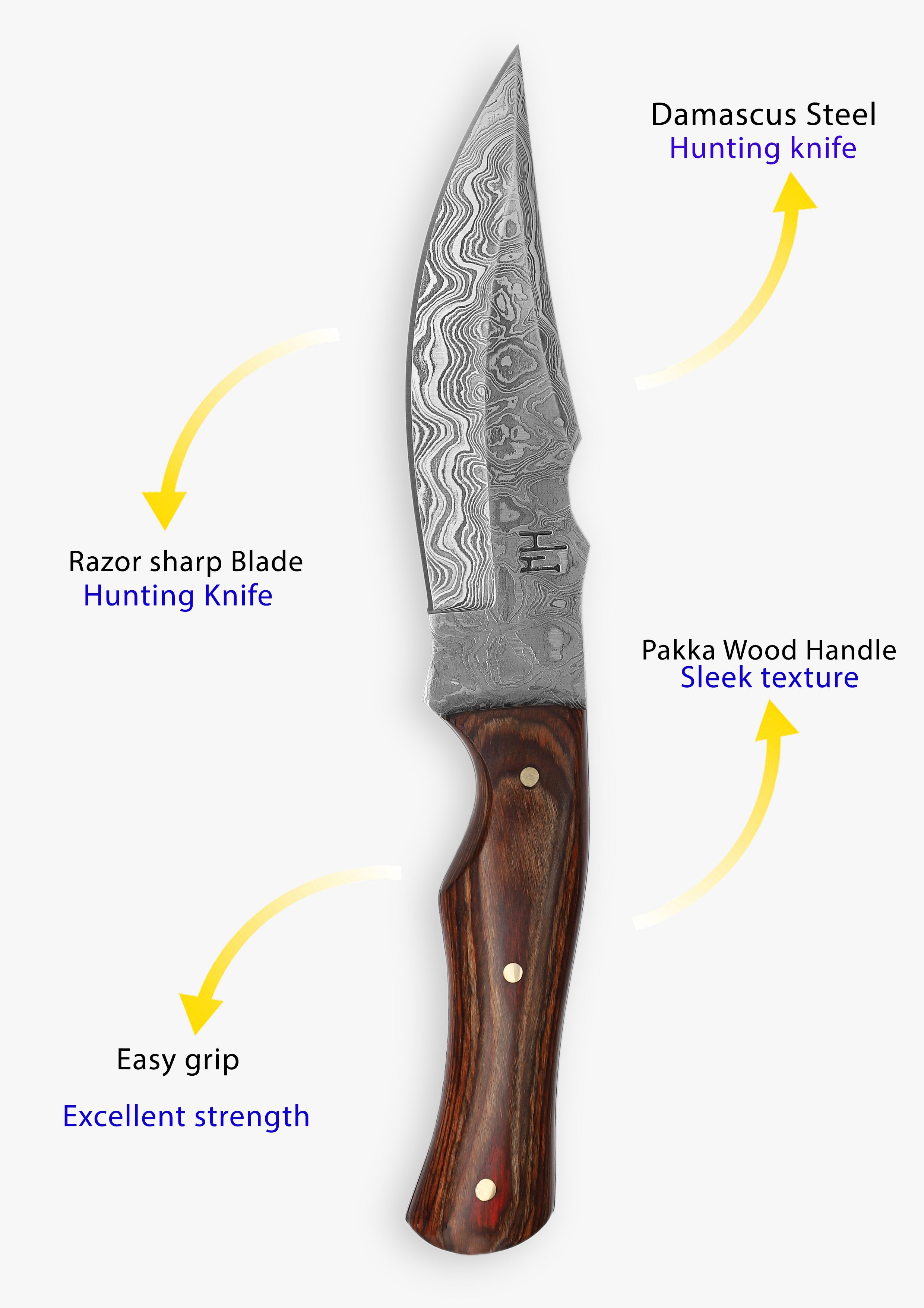Handmade Hunting Knife Damascus Steel Full Tang Bushcraft Knife