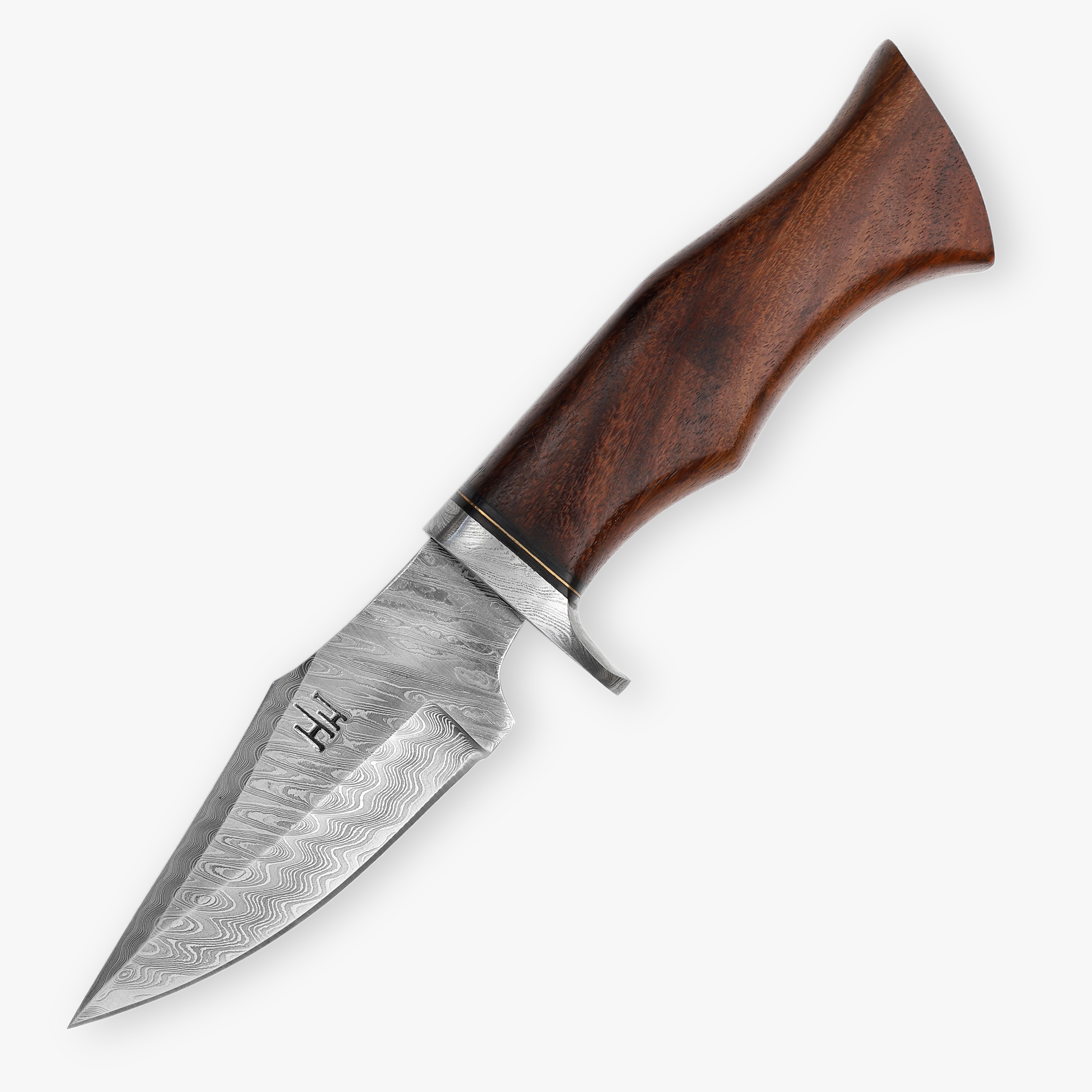 Handmade Damascus Steel Fixed Blade Hunting Knife with Leather Sheath