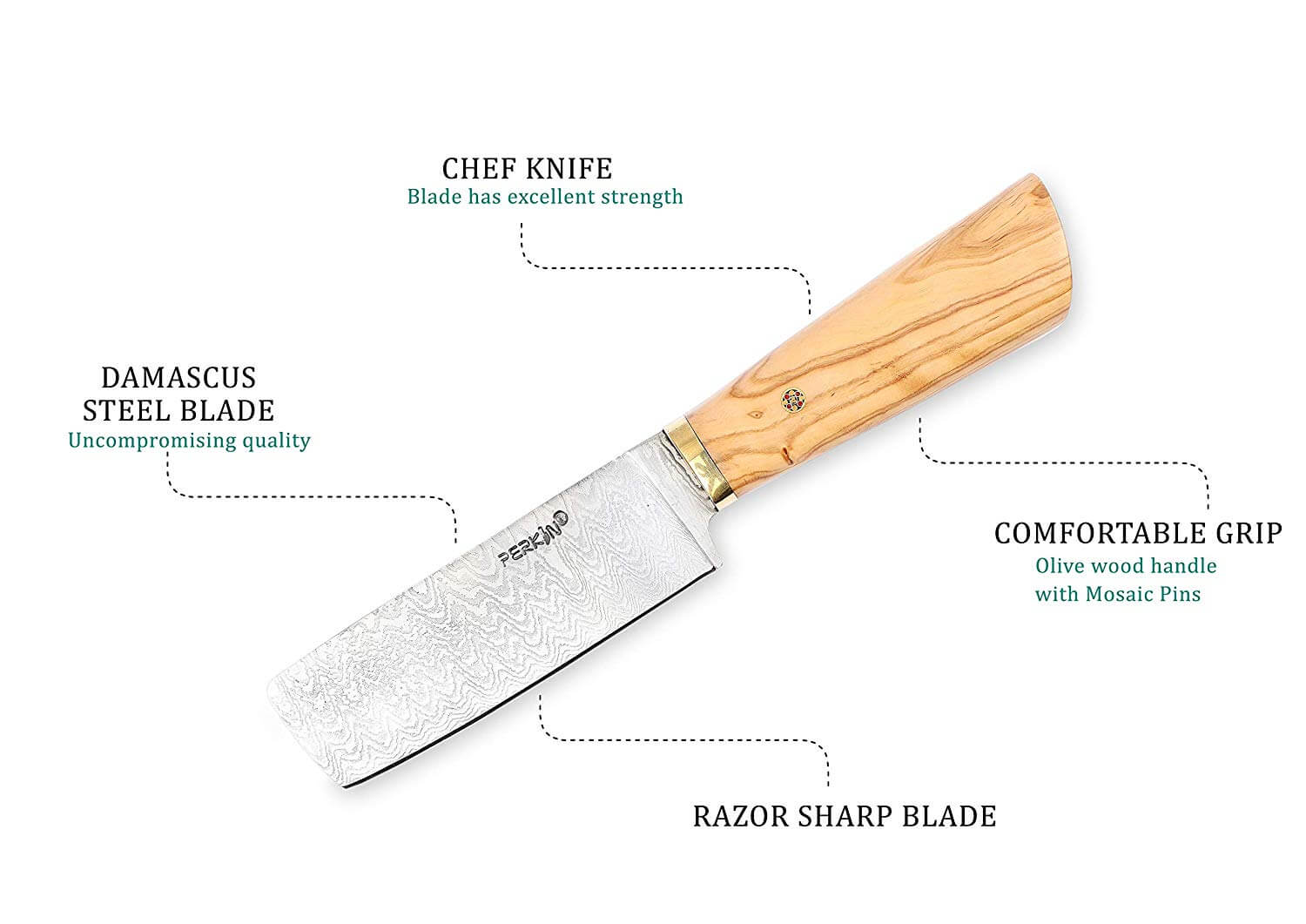 Damascus Chef Knife with Pear wood & Mosaic Pin Handle