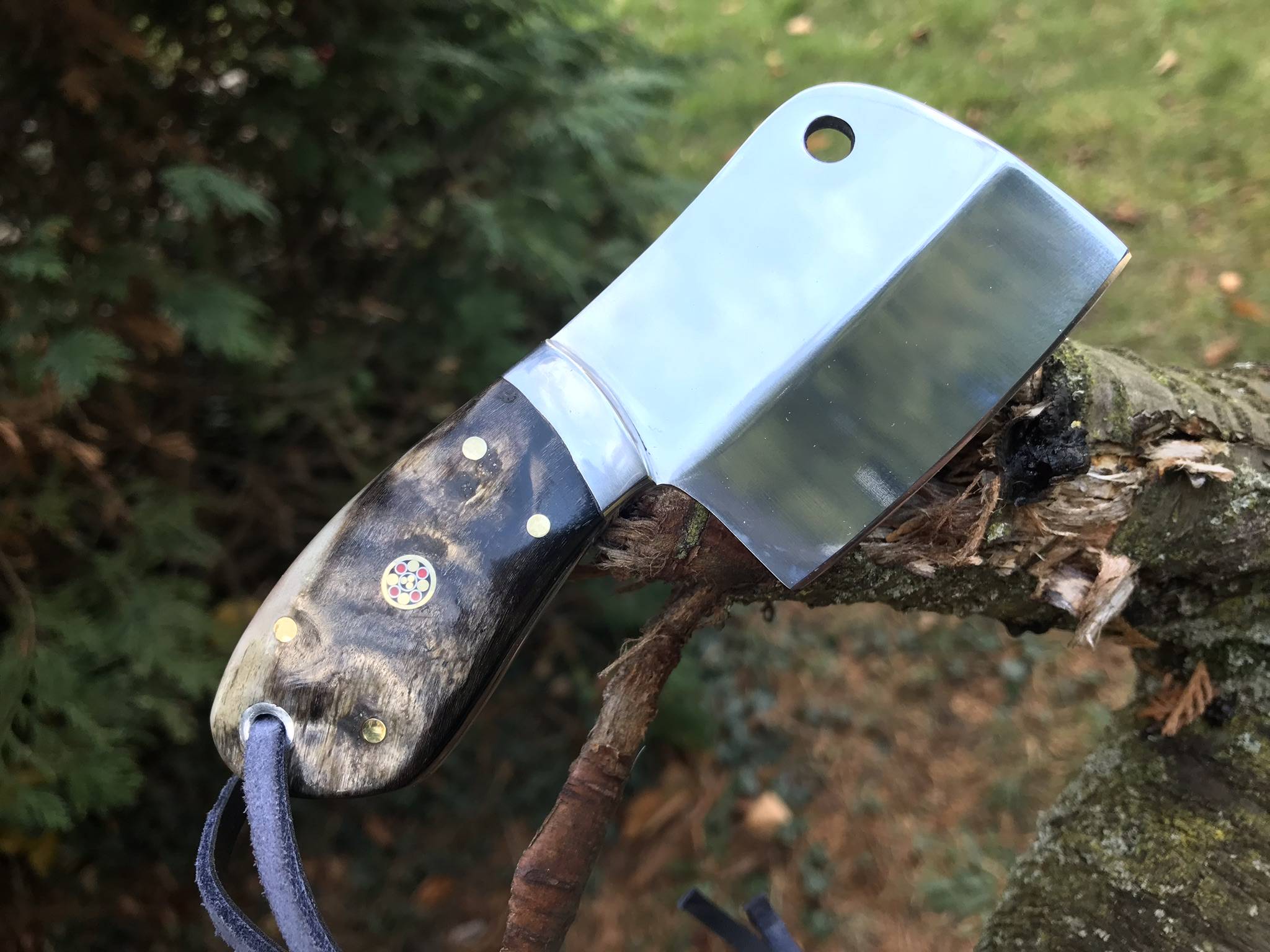 Small Bushcraft Cleaver Knife with Sheep's horn handle