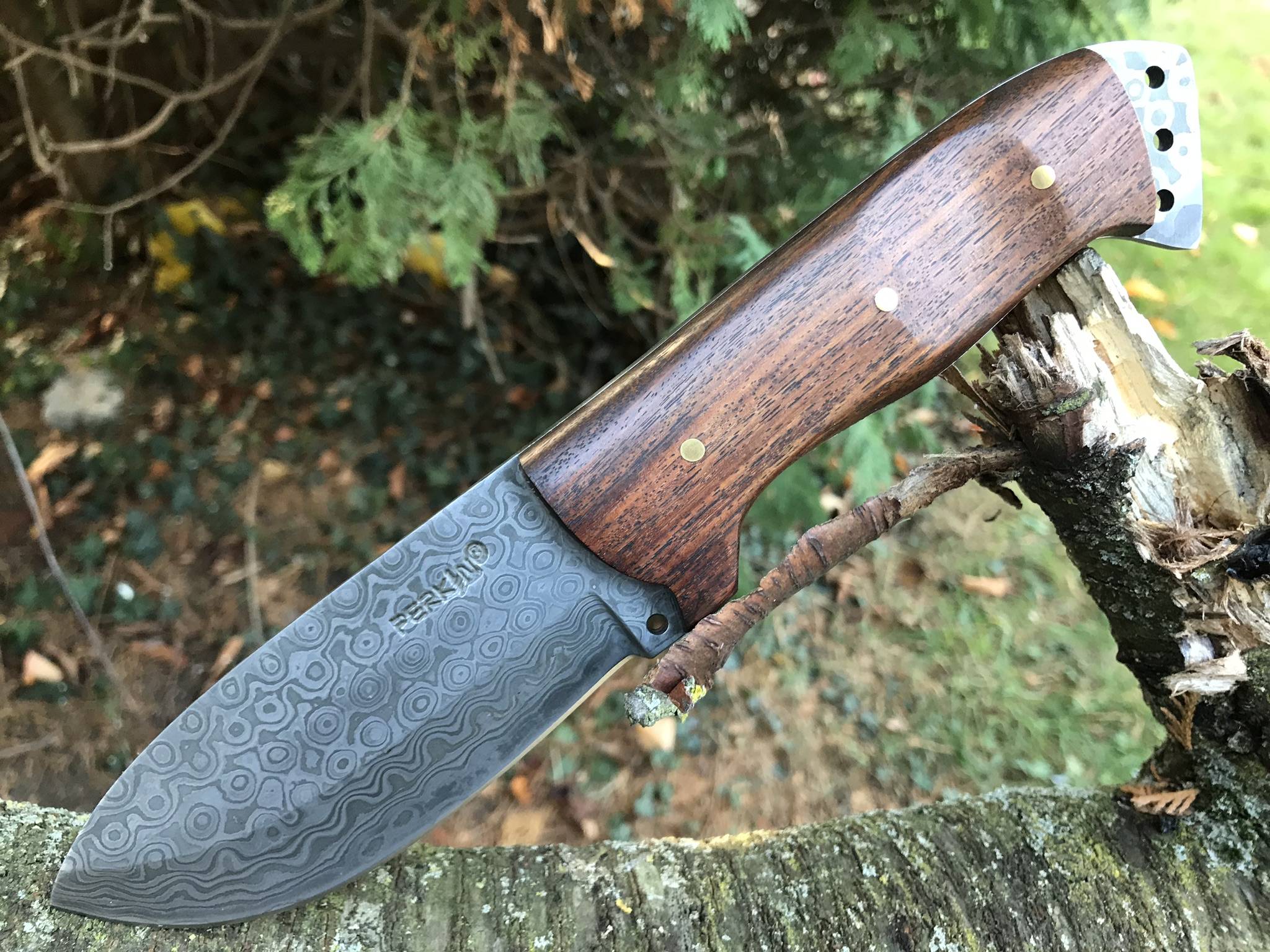Handmade damascus steel hunting knife fixed blade survival knife with sheath