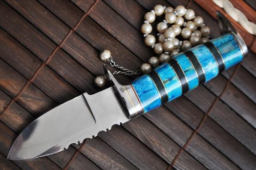 Genuine O1 Tool Steel Hunting Knife with Handmade Leather Sheath