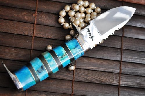 Genuine O1 Tool Steel Hunting Knife with Handmade Leather Sheath