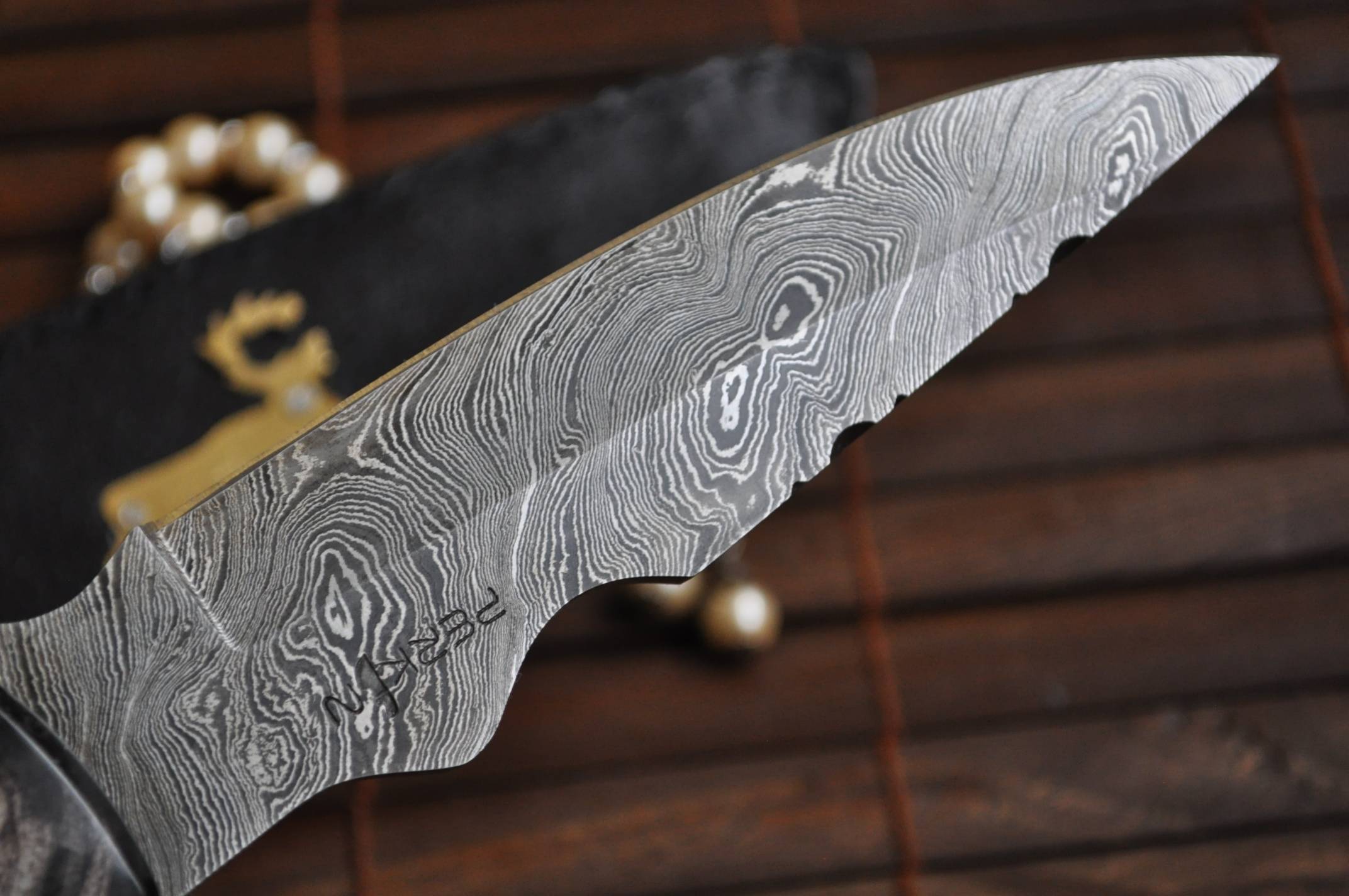 Handmade Damascus steel hunting knife bushcraft knife with sheath