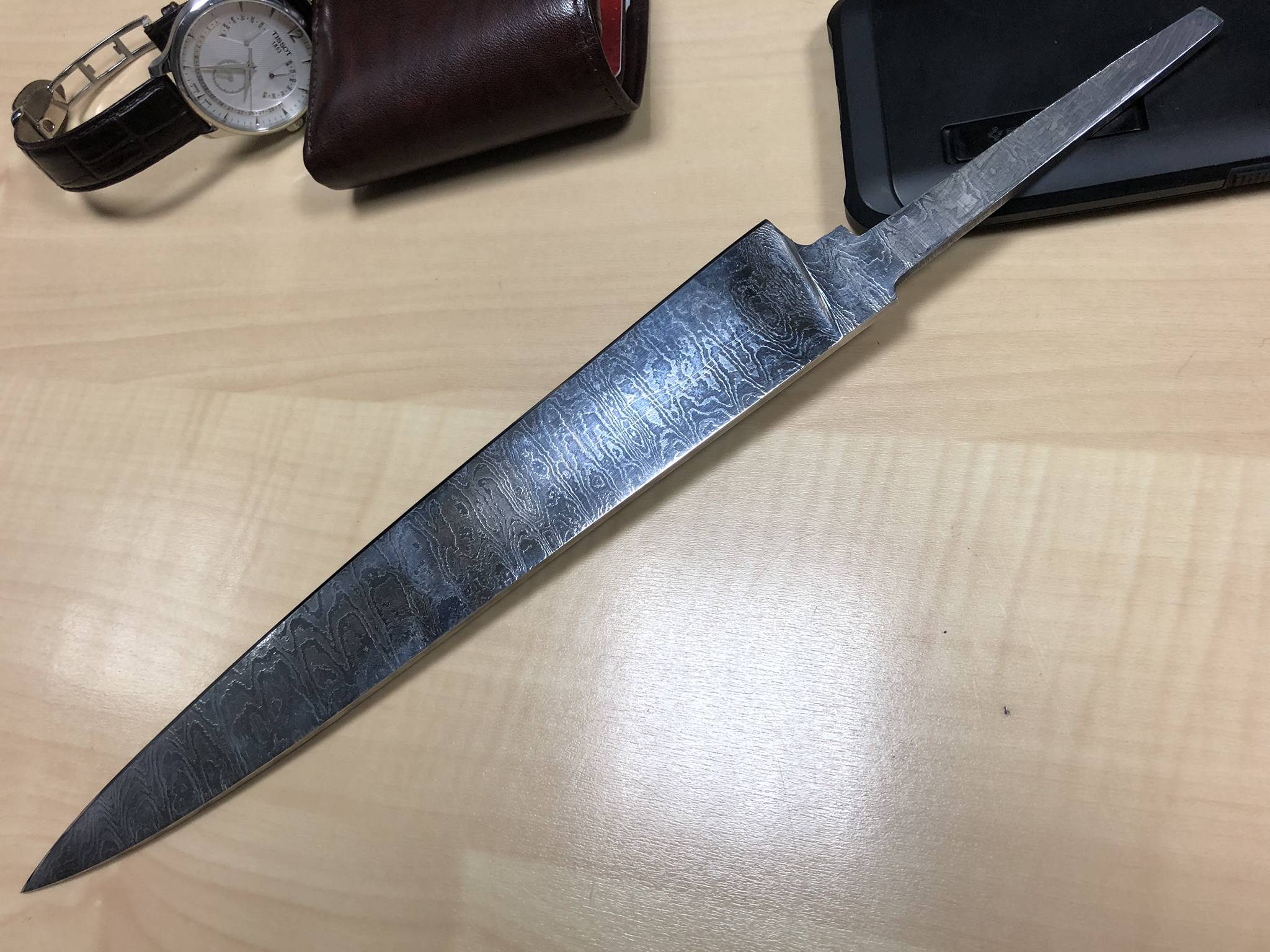 13 Inches Damascus Steel Chef Knife Blade Blank