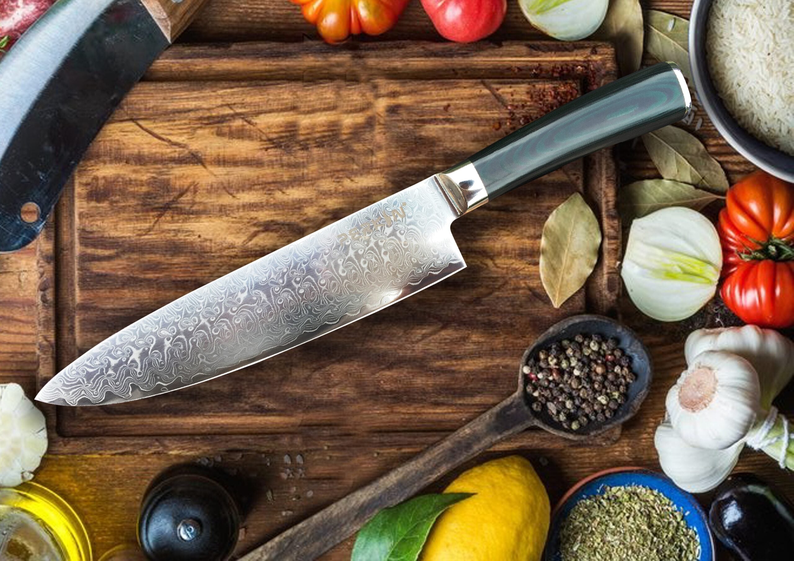 Damascus Chef Knife VG10 Edge with Micarta Handle