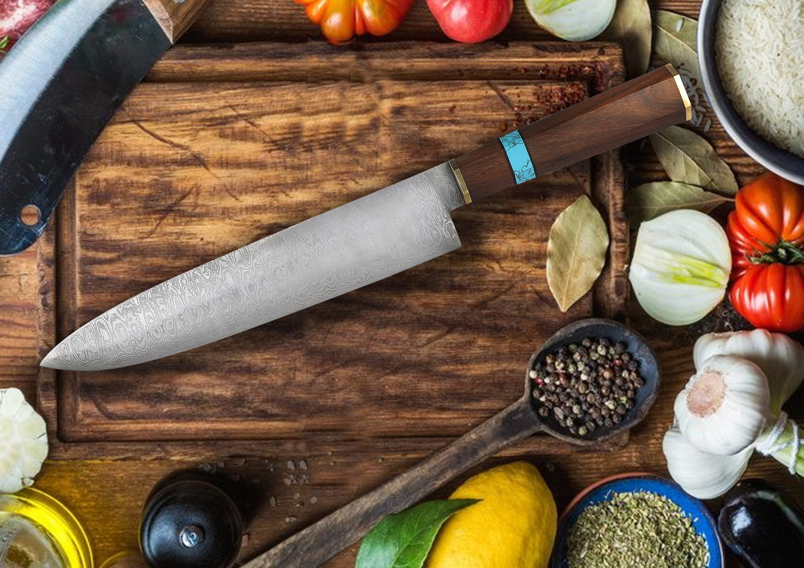 15.5 Full Tang Damascus Steel Chef Knife
