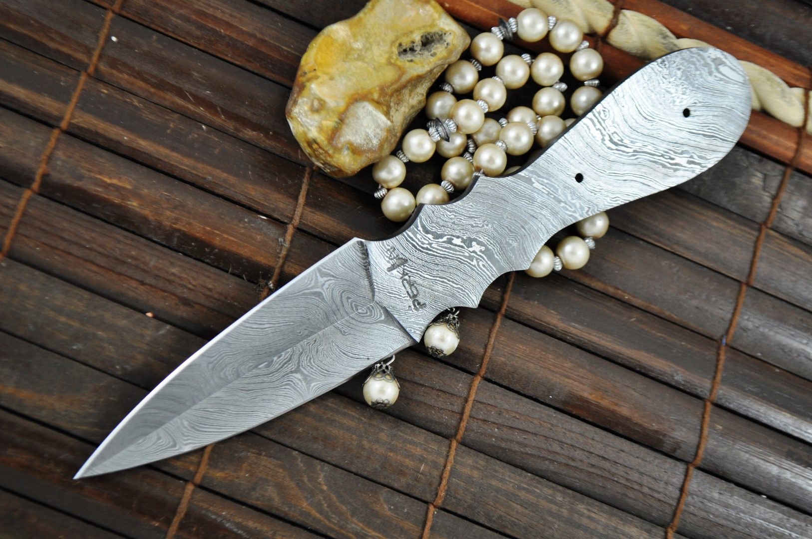 Handmade Damascus Steel Double Edge Blank Blade