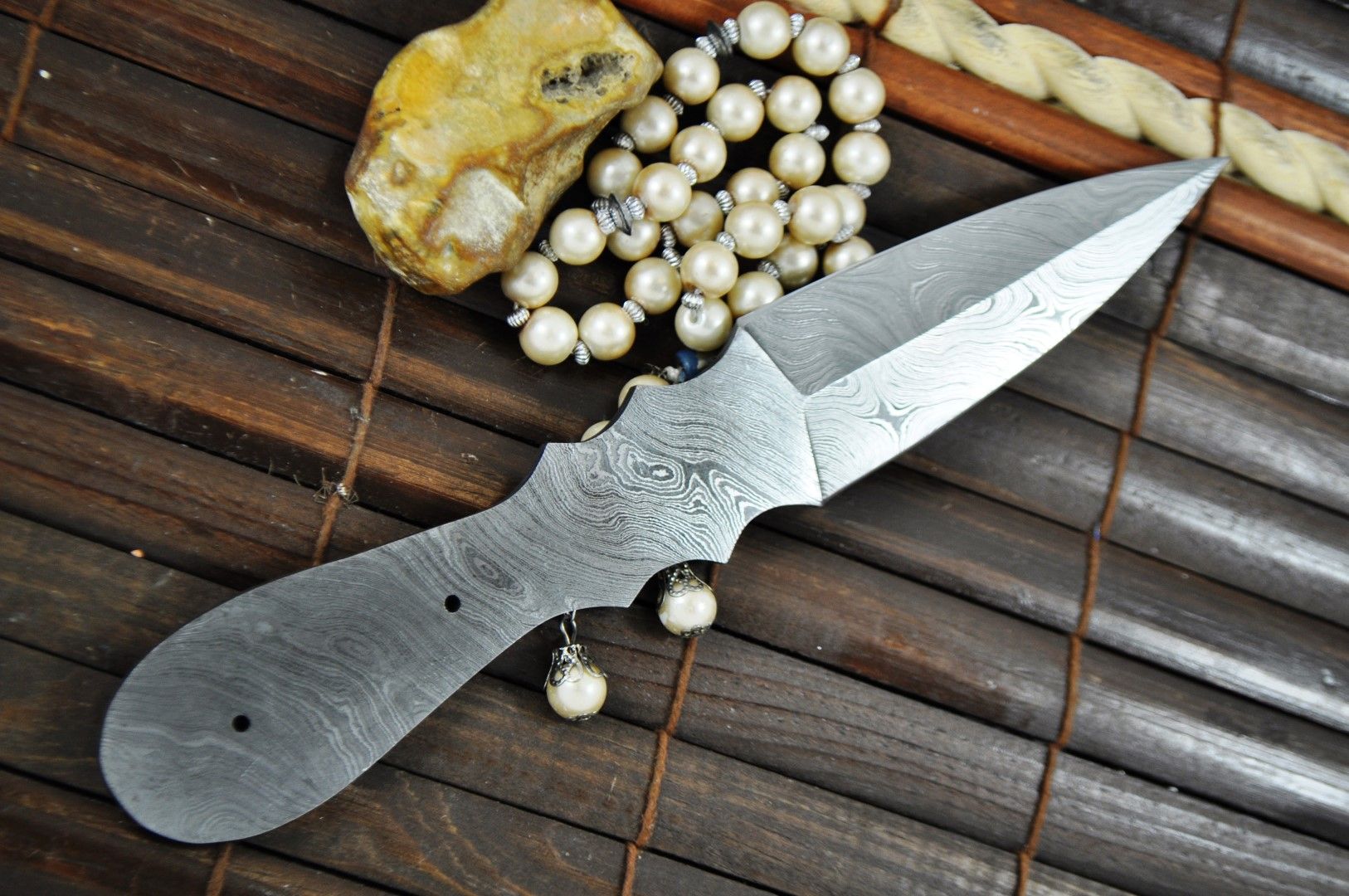 Handmade Damascus Steel Double Edge Blank Blade