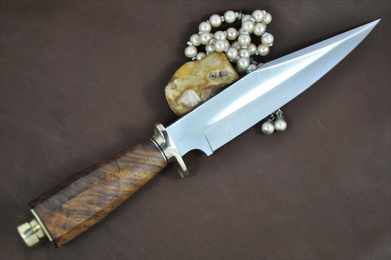 Handcrafted 440c Steel Bowie Knife With Burl Wood Handle
