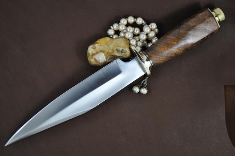 Handcrafted 440c Steel Bowie Knife With Burl Wood Handle