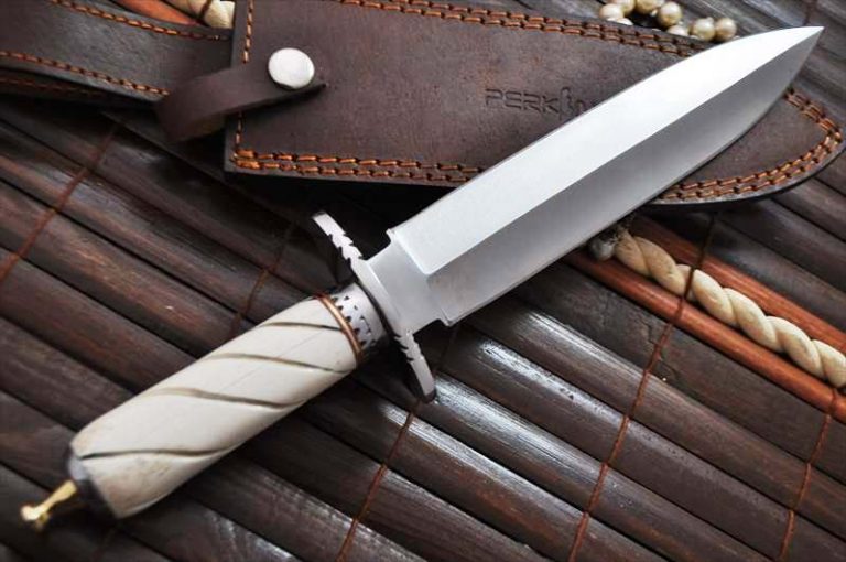 Handcrafted Double Edge Hunting Knife with 440c Steel & Bone Handle